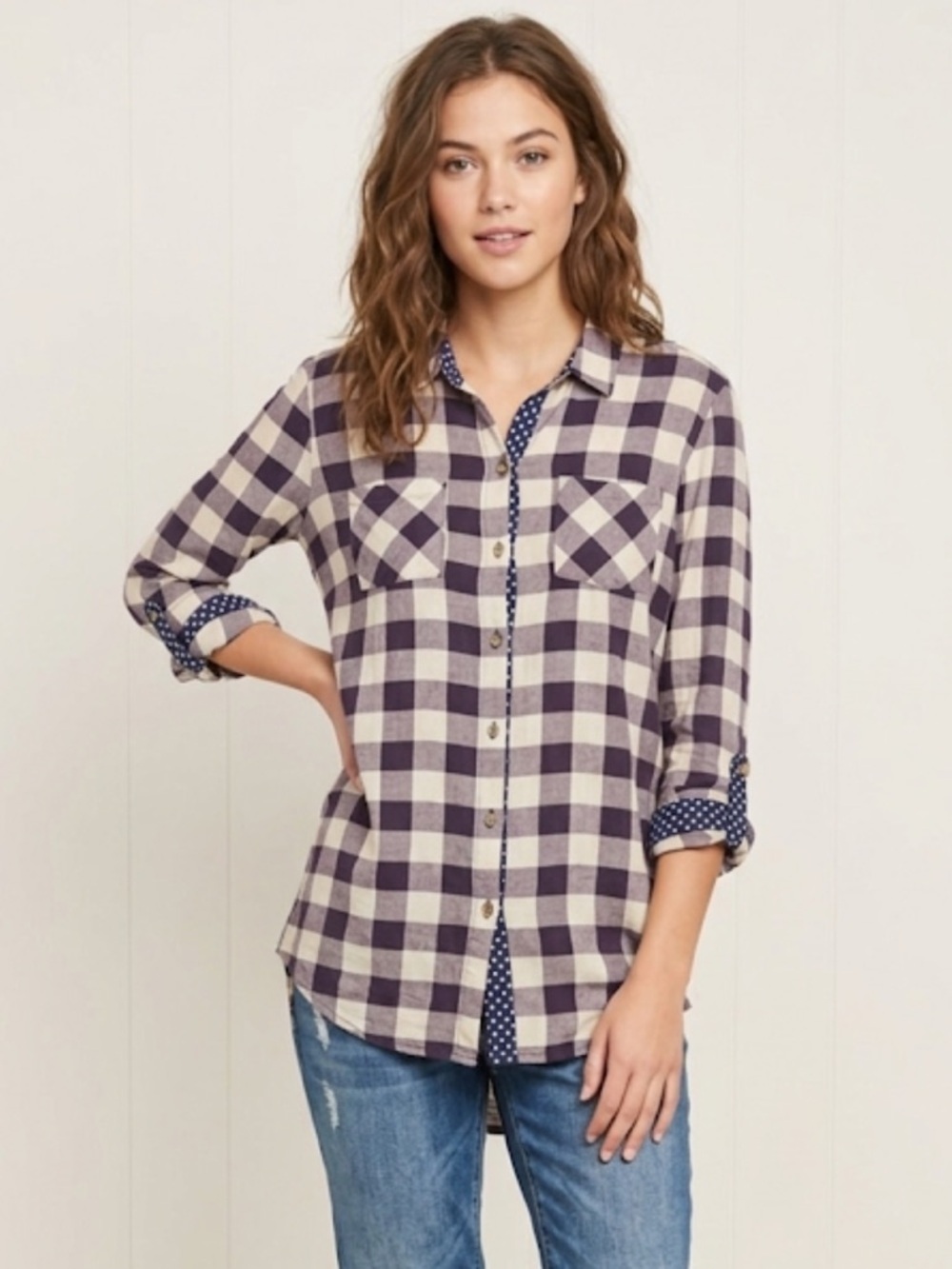 Plaid Button-Up Shirt Different Patterns